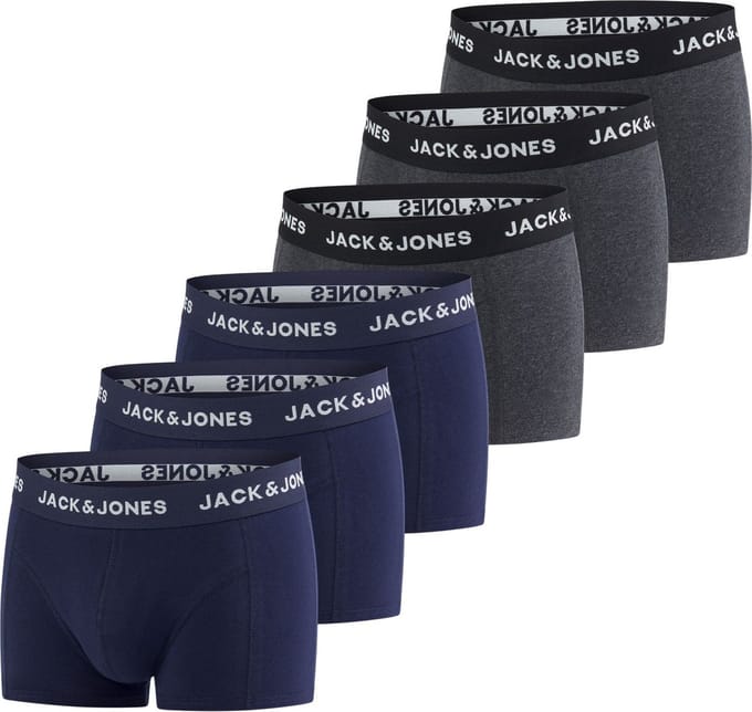 Jack & Jones Heren Boxershorts 6 Pack Basic Trunks Veelkleurig M Katoenen Ondergoed Onderbroeken