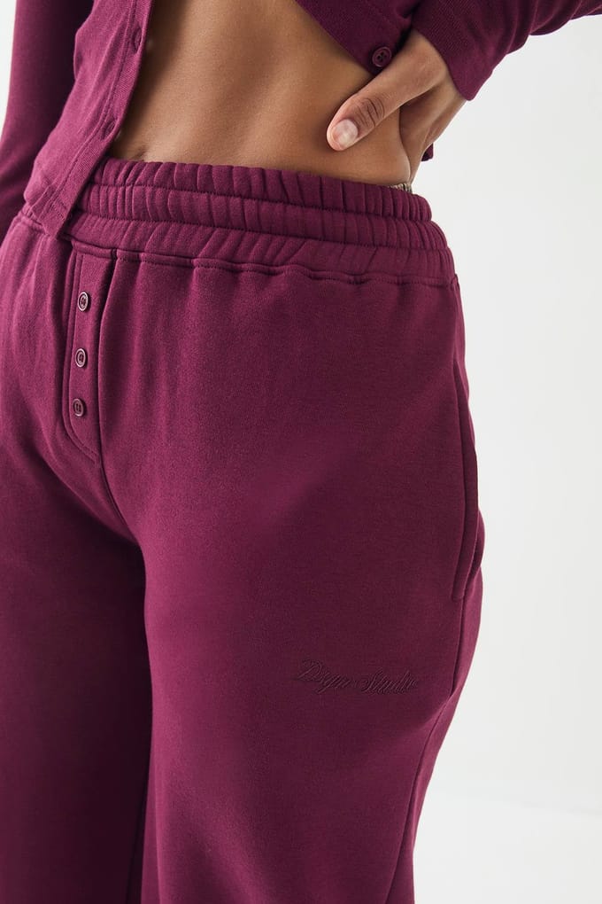 Dames DSGN Studio Embroidery Henley Joggingbroek | Pruim | Maat: Small