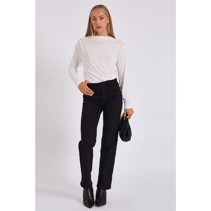 Witte Diamante Stud Cowl Front Bodysuit