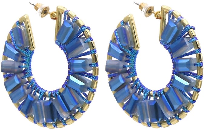 Oorbellen met glaskralen – blauw – 4,5 cm