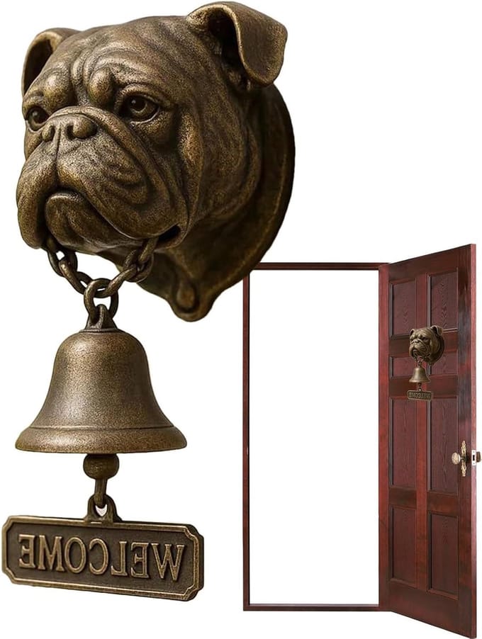Honden Deurbel - Hars Decoratie - Gast Begroeten - Vrolijk Geluid - 20.7 cm - Bruin
