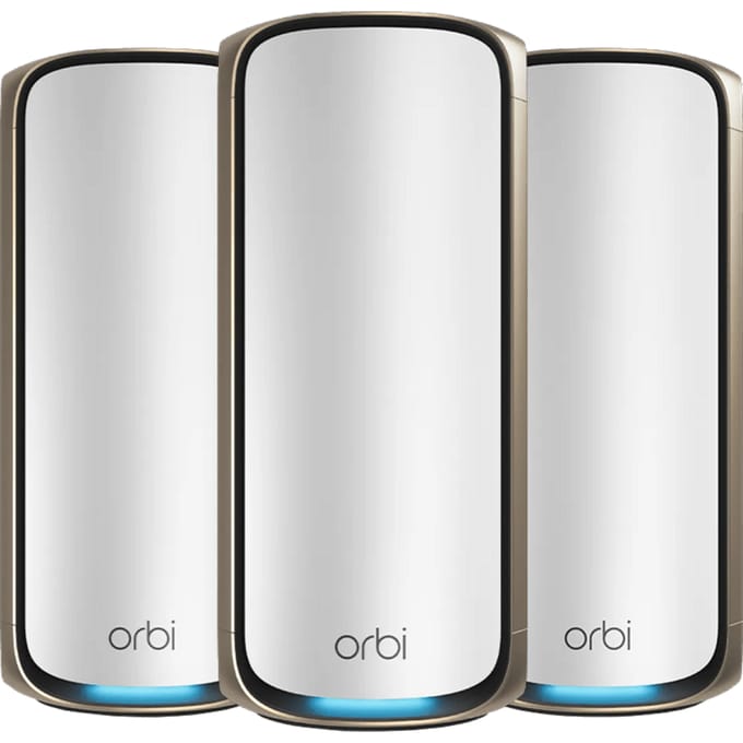 Netgear RBE973S Orbi 970 BE27000 Quad-Band WiFi 7 Mesh System 27Gbps (3-Pack) - Mesh router 802.11a/b/g/n/ac/ax/be (Wi-Fi 7)