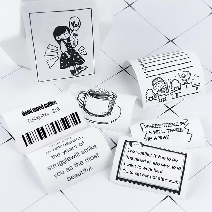 Papier autocollant thermique direct blanc imprimable sans BPA Sticky Thermal Paper 5 Rolls white