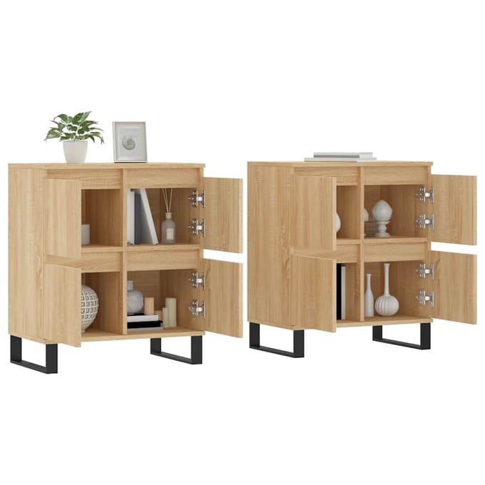 vidaXL - Dressoirs - 2 - st - bewerkt - hout - sonoma - eikenkleurig