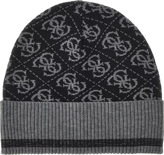 Guess Vezzola Knit Heren Beanie/Muts - Black Dark Grey - Maat L