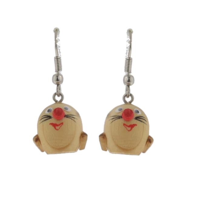 Behave - Oorbellen - Dames Oorhangers Hout Dierdesign Mol - 3 cm