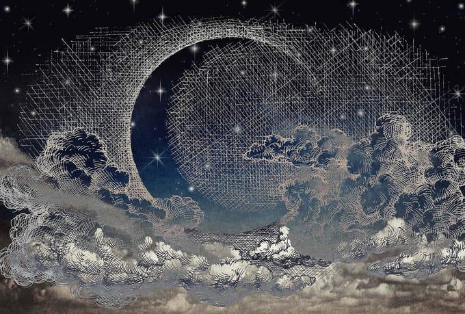 Fotobehang MoonSky1 DD117720 A.S. Création Atelier 47 | 3D Fotobehang