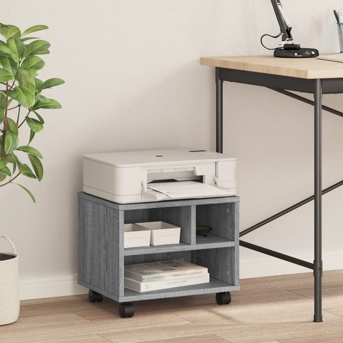 vidaXL - Printerkastje - met - wielen - 41x32x34,5 - cm - grijs - sonoma - eikenkleur