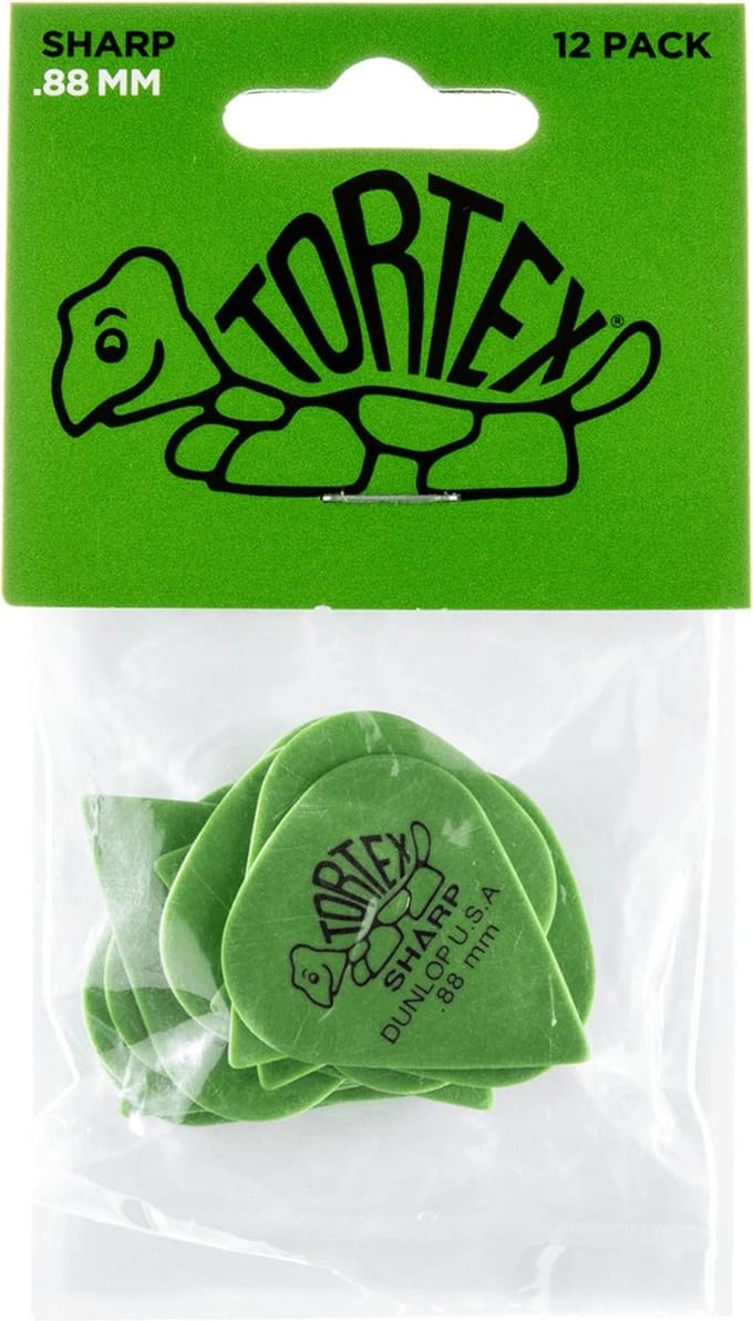 Jim Dunlop Tortex Sharp - Plectrums - 0,88 mm - Player's Pack 12 Stuks