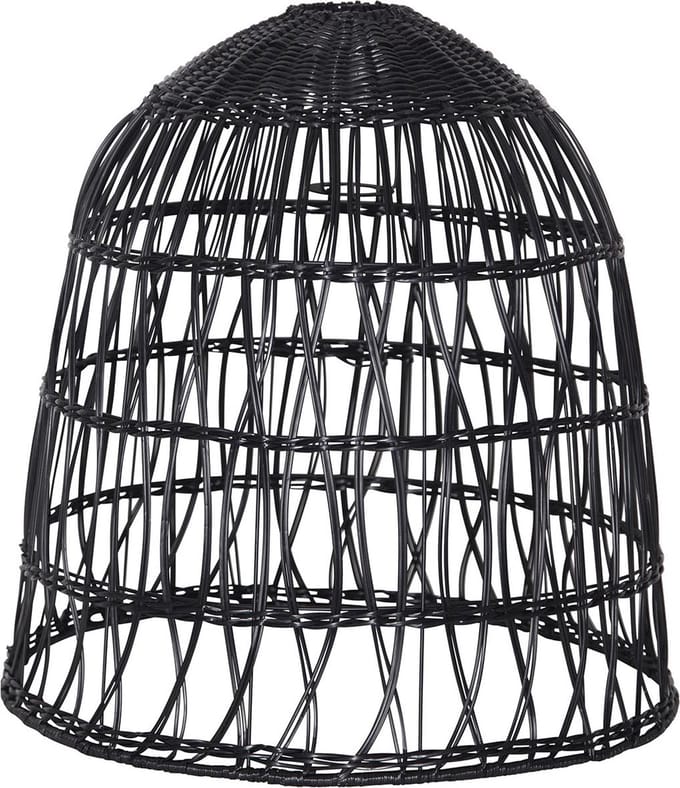 Star Trading lampenkap Knute, rotan, zwart, E27, buiten, 50 cm