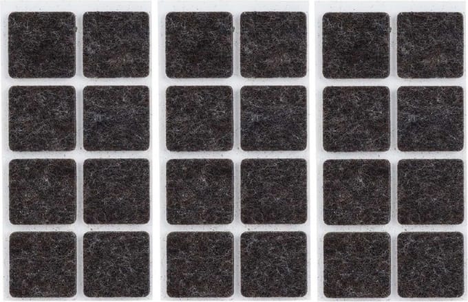 Meubelviltjes - 24x - antislip noppen - 2,5 cm - vierkant - viltglijders