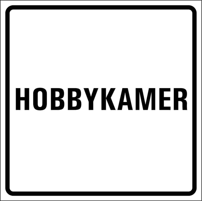 Hobbykamer sticker, wit zwart 300 x 300 mm
