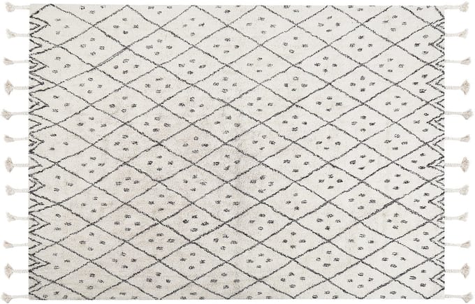 AGADIR - Laagpolig vloerkleed - Gebroken wit - 140 x 200 cm - Katoen