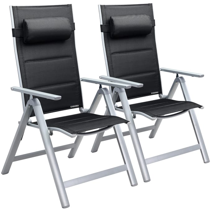 Casaria Tuinstoel Aluminium - 2 stuks Inklapbaar - Zilver
