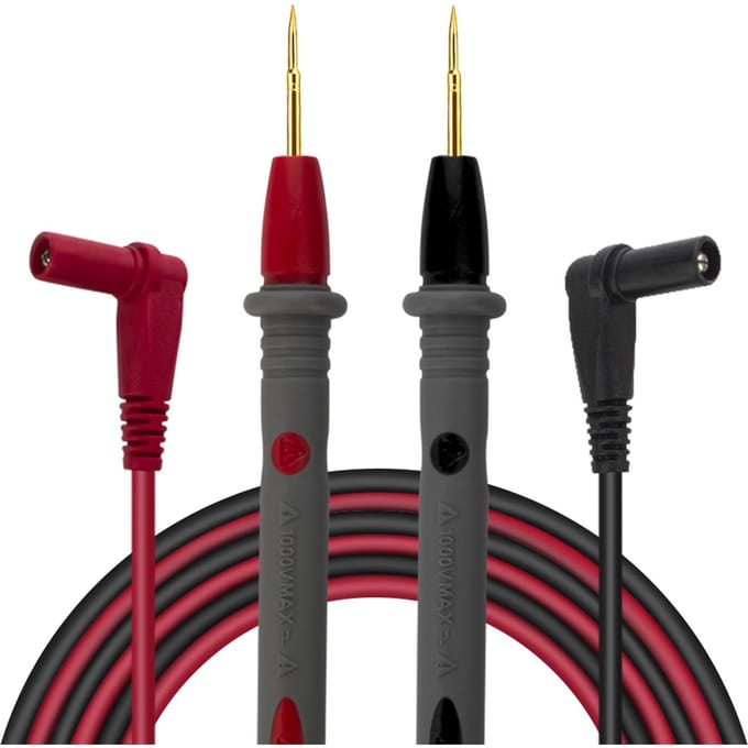 Fils de Test électroniques, sondes de Test, multimètre, plaqués or, Super tranchants Silicone test line noire rouge