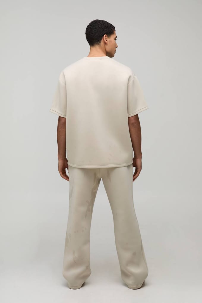 Oversized Bonded Scuba T-shirt | Stone | Size Medium