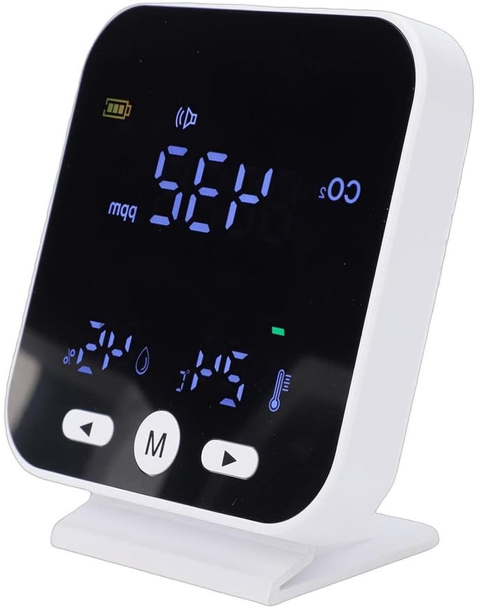 Luchtkwaliteitstester - CO2 meter Vochtigheidssensor - Binnenlucht Monitoren - NDIR Sensor Technologie - 400-5000 ppm - Wit