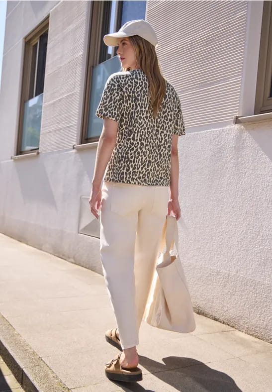 Shirt met ronde hals en leopatroon