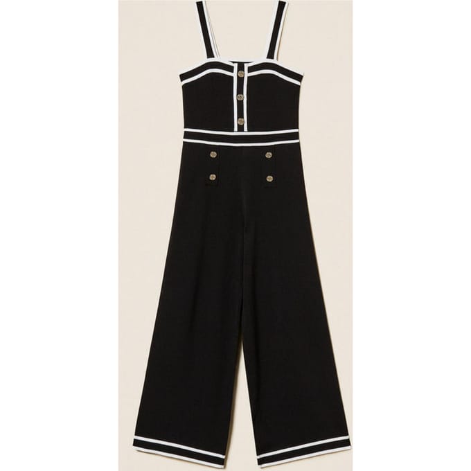 gebreide jurk met zwart-wit baby trim