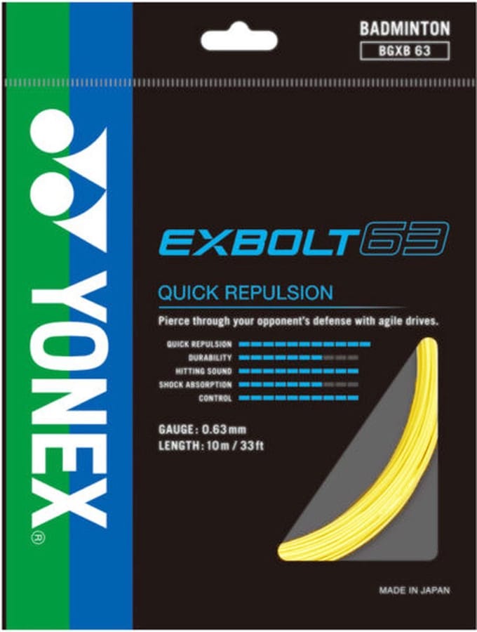 Yonex Exbolt 63 geel badmintonsnaar - Yonex set 10m