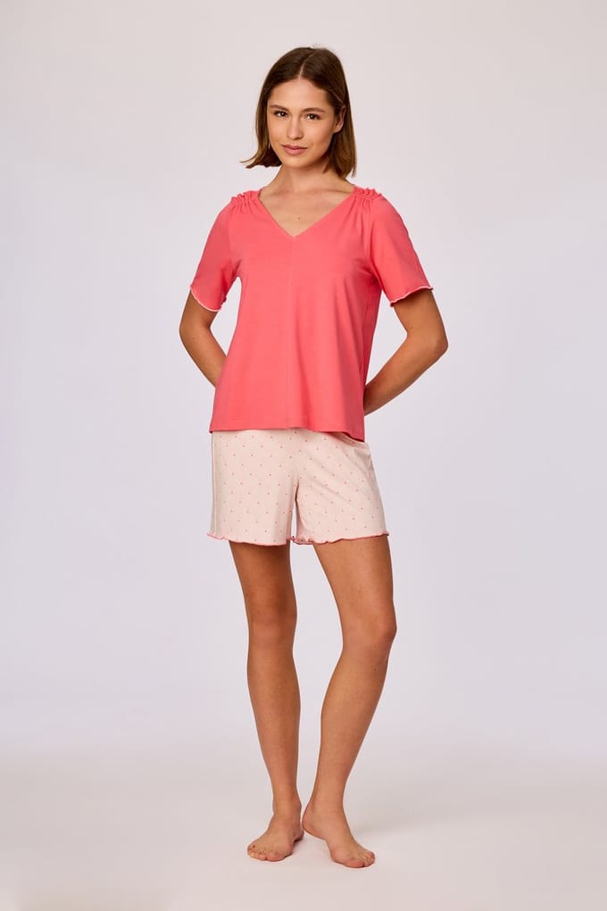 Woody pyjama dames - roodroze - 261-10-XPA-Z/432 - maat M