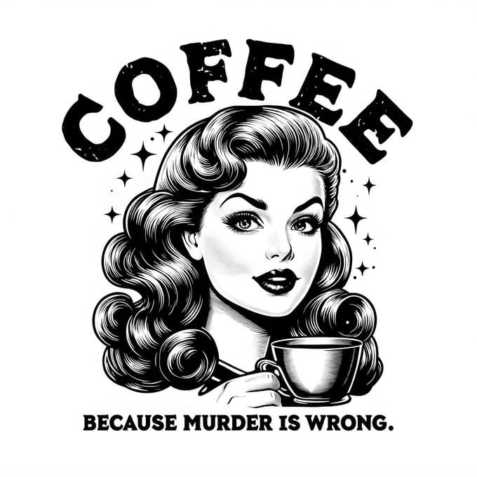 4one6 industries - Retrosticker "Koffie omdat moord verkeerd is"