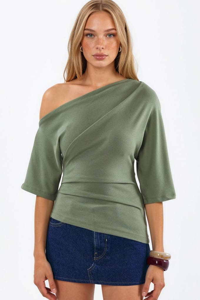 Vrouwen bootneck gebreide blouse met korte mouwen