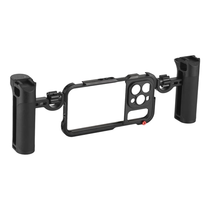 Draagbare Telefoonkooi met Dubbele Handvatten Mobiele Telefoon Video Rig Handheld Smartphone Stabilisator Verschillende For iPhone 15 Pro Max gray