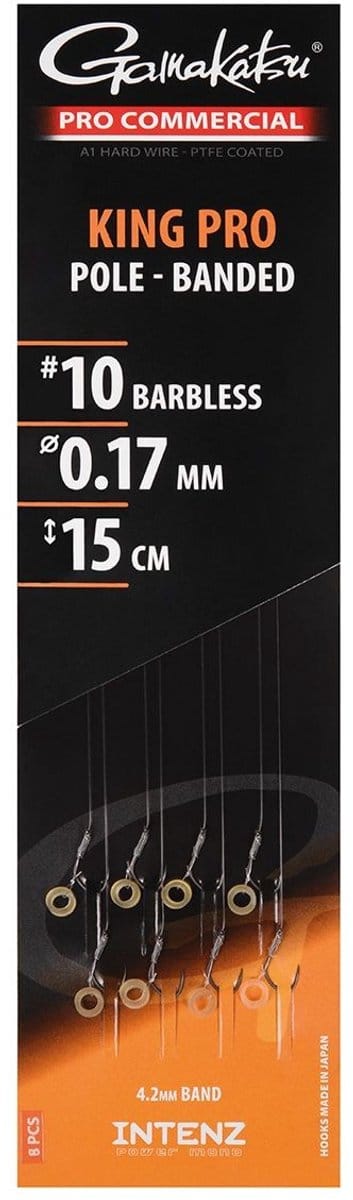 Gamakatsu King Pro Pole Banded Barbless Onderlijnen H10 0.17mm 15cm