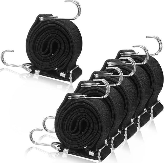 Bungee Koorden Set - Elastische Banden - Bagage Vervoeren - Verstelbare Gespen - 2 Meter Lengte - Zwart