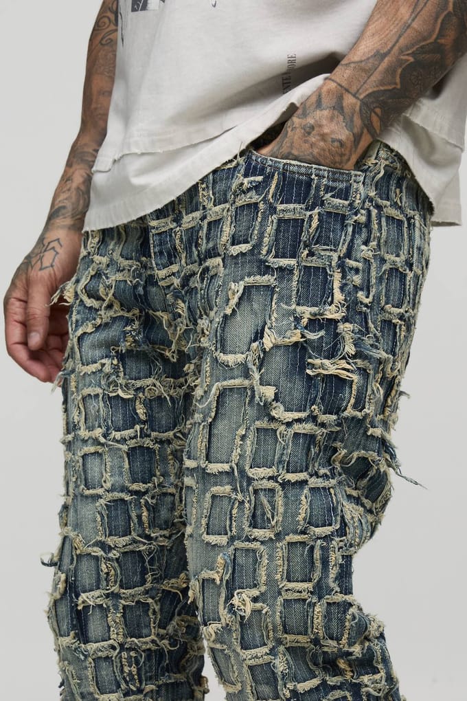 Lange Slanke Uitlopende Distressed Gewassen Jeans | Antique Wash | Size 40