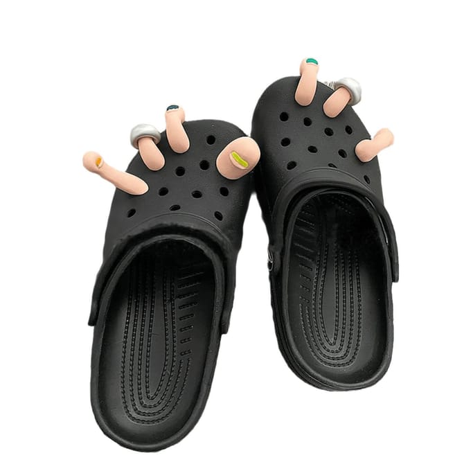 Gaten Schoenen Decor Simulatie Teen Vorm Waterdicht Flexibel PVC Grappige Gaten Schoenen Accessoires voor beige