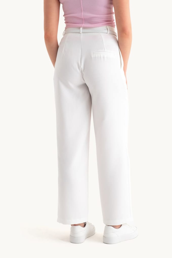 Hoge Taille Wortelvormige Broek met Riem