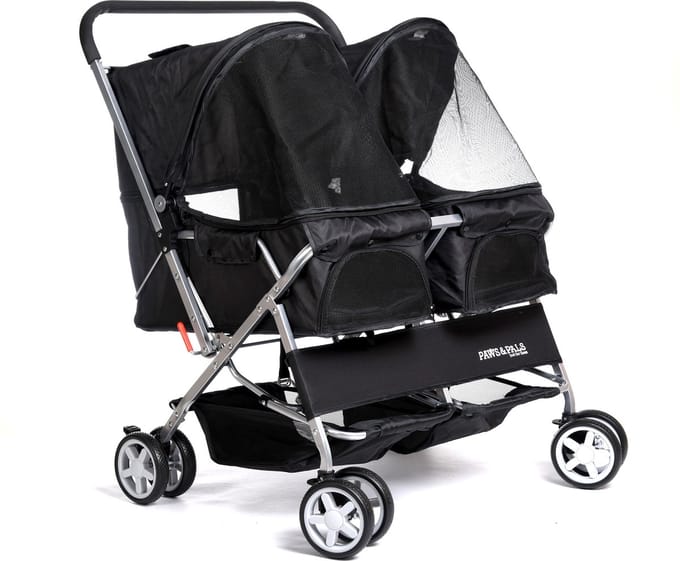 Dubbele hondenbuggy Zwart - Hondenbuggy voor 2 hondjes