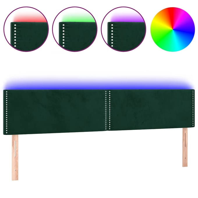 vidaXL Hoofdbord LED 180x5x78/88 cm fluweel donkergroen