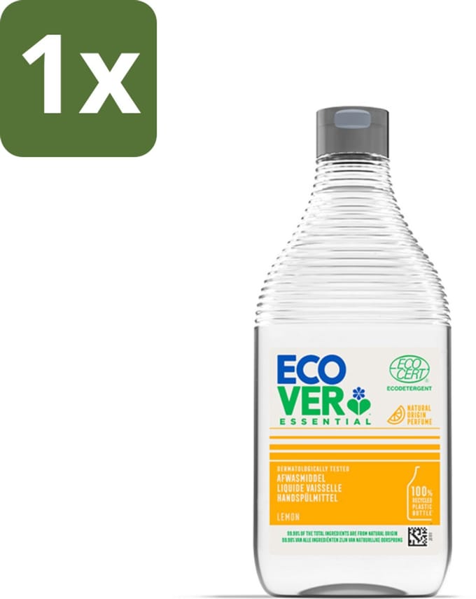 1 x Ecover - Afwasmiddel Essential - Citroen - 450 ml - Ecover Afwasmiddel Citroen - Afwasmiddel Citroen - Plantaardig Afwasmiddel - Duurzaam Afwasmiddel - Ecocert Afwasmiddel