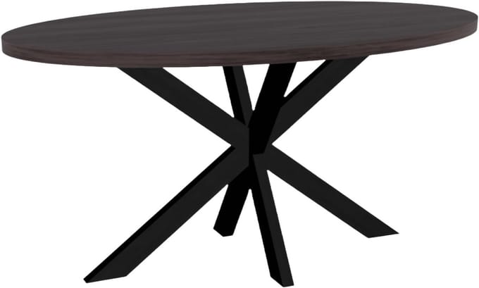 Ovale Eettafel 160 cm Donker Walnoot Melamine - Industrieel Design