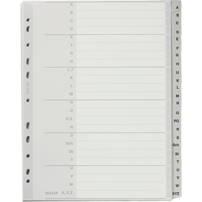 LEITZ® kunststof indexbladen, letters A-Z (24 bladen), nr. 1261