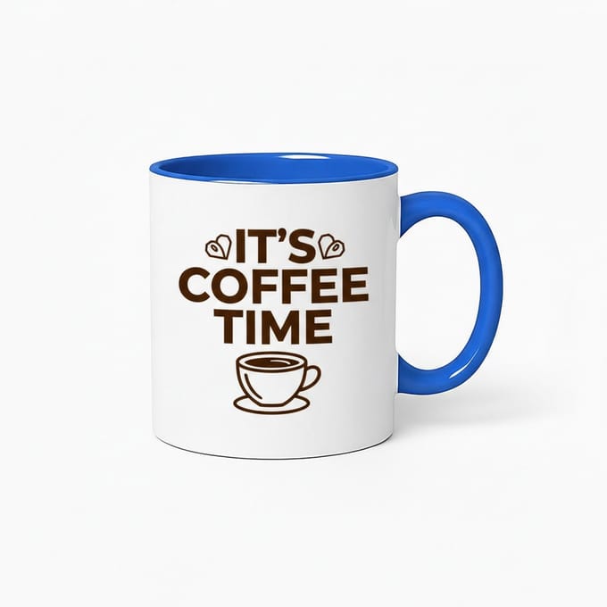Koffiemok 'It's Coffee Time' Wit Blauw | Keramische Design Mok