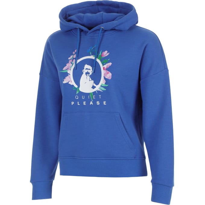 Quiet Please Crush Flower Logo Sweater met capuchon Dames-blauw, wit