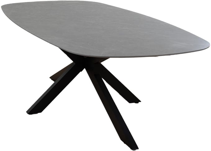 Deens ovale tuintafel Barletta 240 cm | 6 personen | Desert Pearl/Black | Kunststof & aluminium