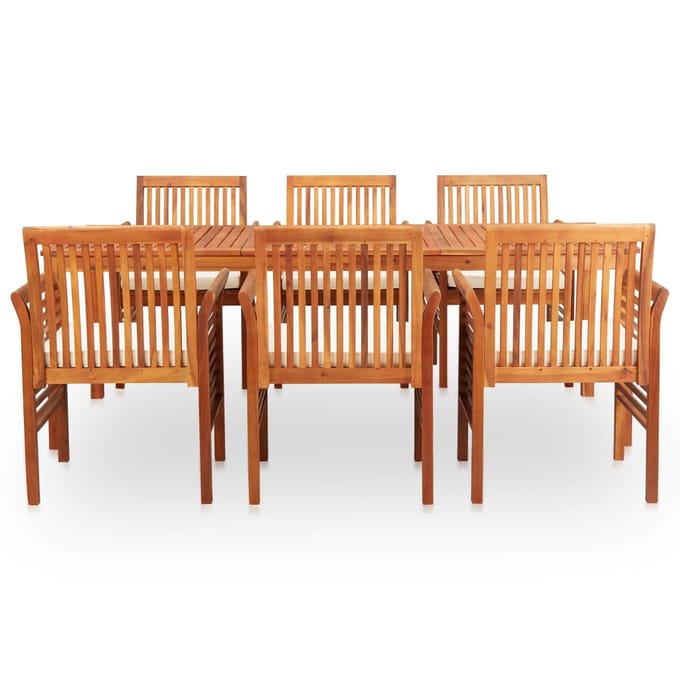 vidaXL - 7-delige - Tuinset - met - kussens - massief - acaciahout