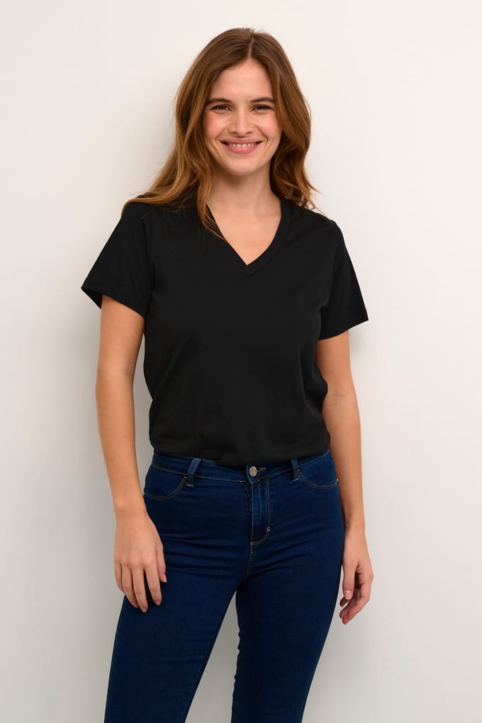Dames-T-shirt met V-hals KAFFE Marin