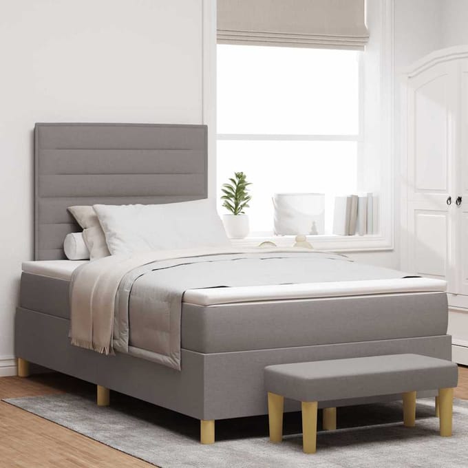 vidaXL - Boxspring - bed - met - hoofdeinde - Taupe - 190 - x - 120 - cm - Stof