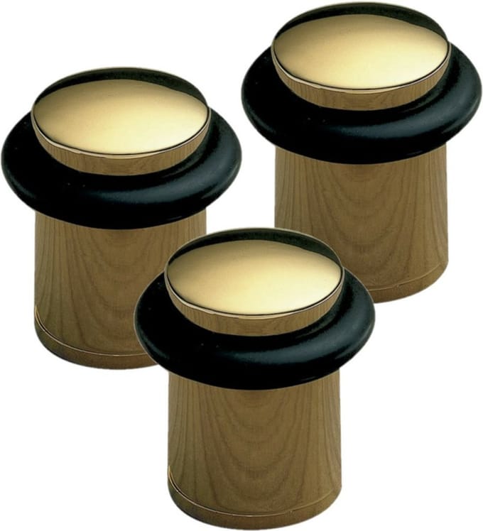 AMIG Deurstopper/deurbuffer - 3x - D28mm - inclusief schroeven - goud
