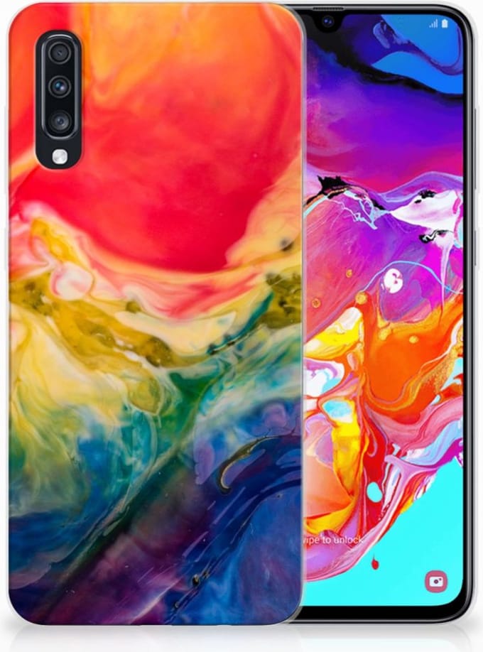 Hoesje maken Samsung Galaxy A70 Watercolor Dark
