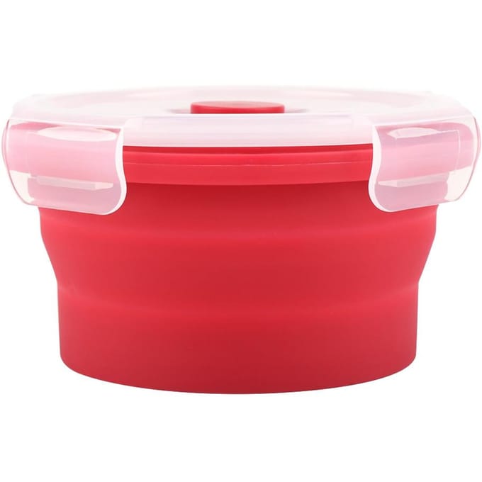 350ml Ronde Siliconen Bento Box Opvouwbare Lunchbox Magnetron Voedselcontainer (Rood) Red red