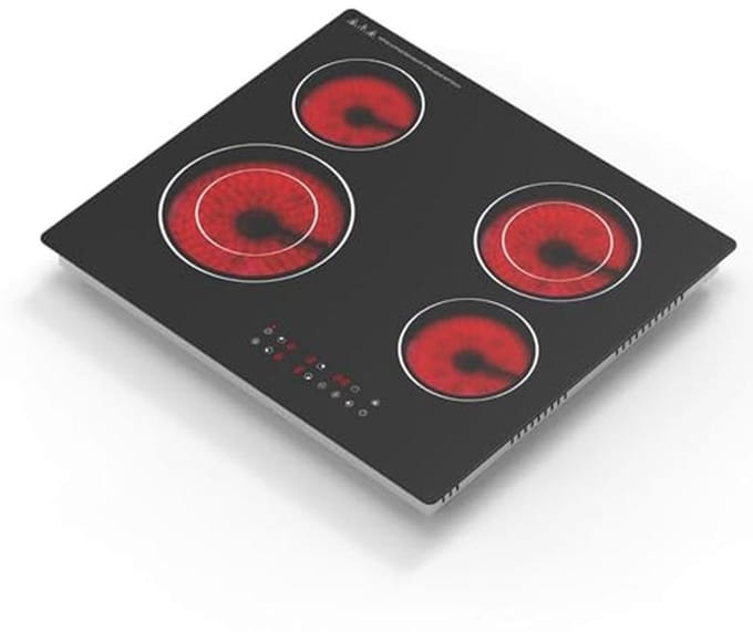 Keramische Kookplaat met 4 Vlammen - Efficiënt en Stijlvol Koken
