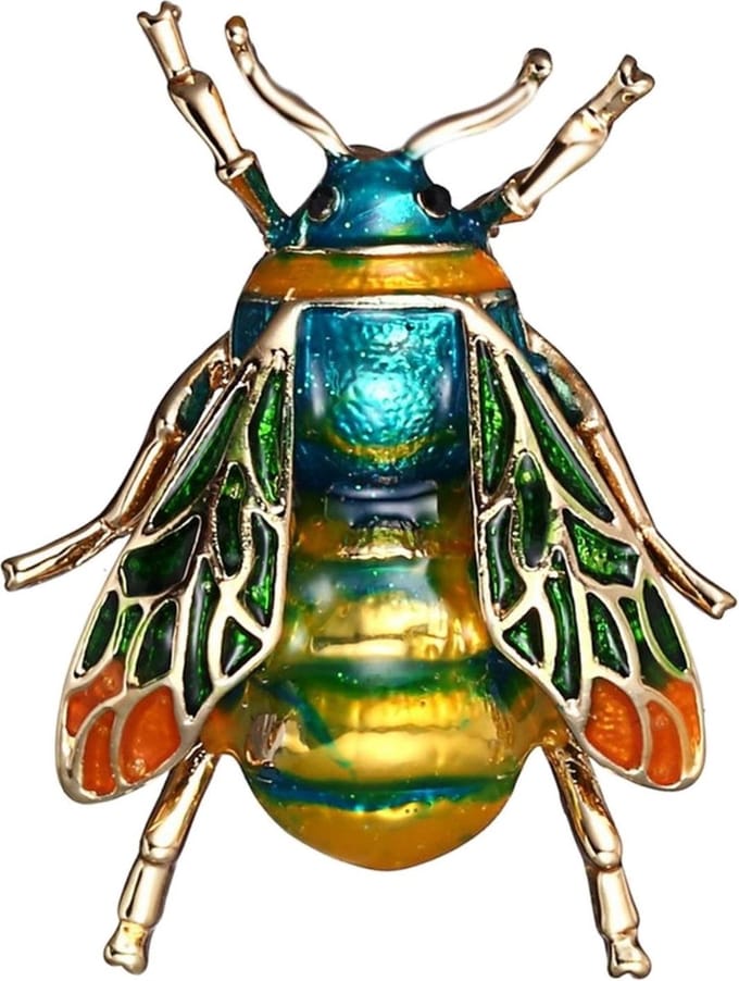 Fako Bijoux® - Broche - Bij - Bee - 27x35mm - Blauw