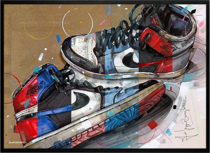 Sneaker print 1984 colourway 71x51 cm *ingelijst & gesigneerd